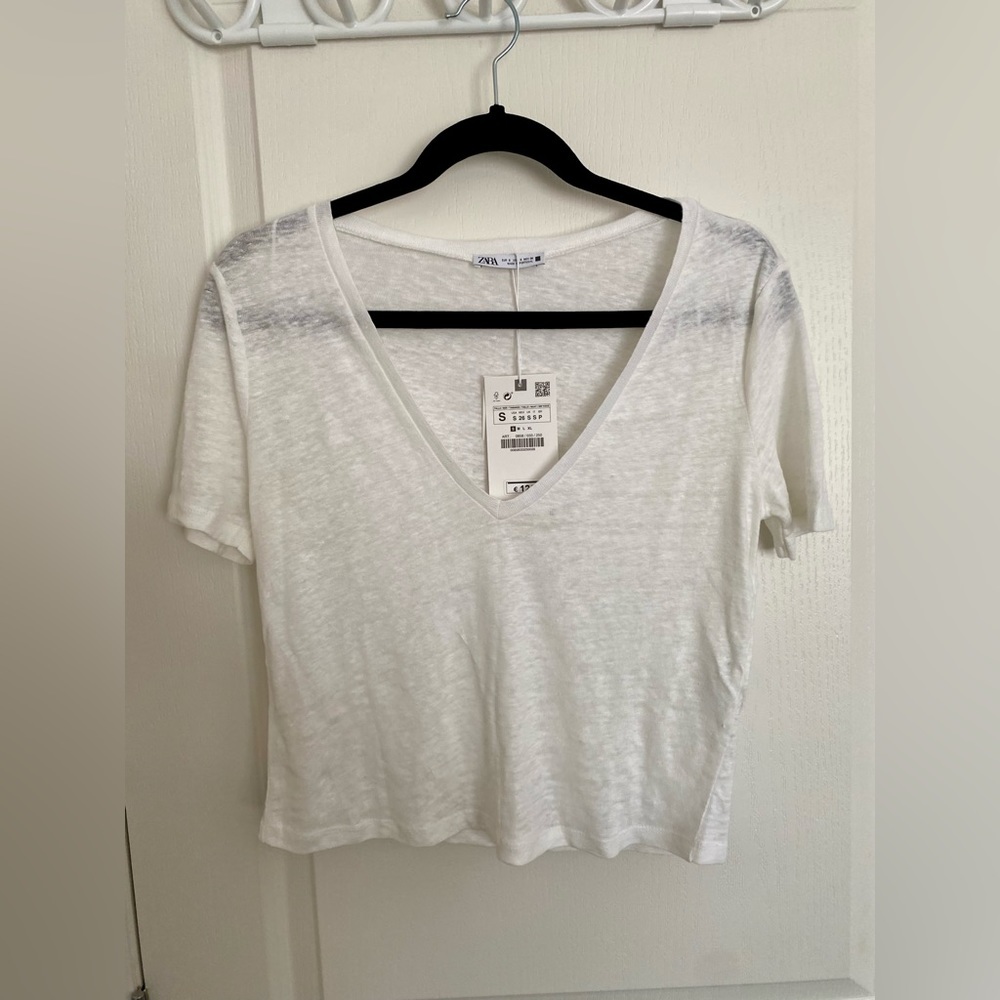 White Zara Linen Top- BNWT - Picture 1 of 5